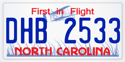 NC license plate DHB2533