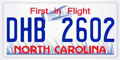 NC license plate DHB2602
