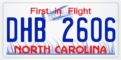 NC license plate DHB2606