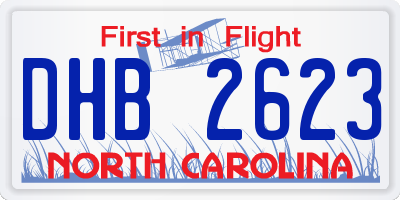 NC license plate DHB2623