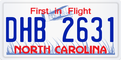 NC license plate DHB2631