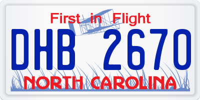 NC license plate DHB2670