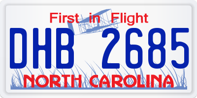 NC license plate DHB2685