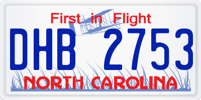 NC license plate DHB2753