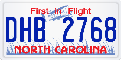 NC license plate DHB2768