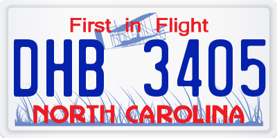 NC license plate DHB3405