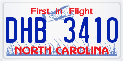 NC license plate DHB3410