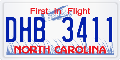 NC license plate DHB3411