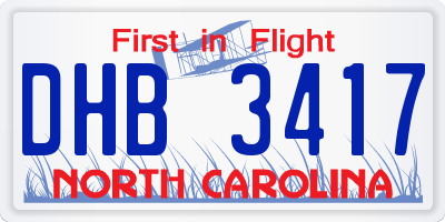 NC license plate DHB3417