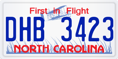 NC license plate DHB3423