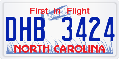 NC license plate DHB3424
