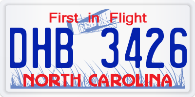 NC license plate DHB3426