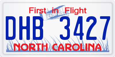 NC license plate DHB3427