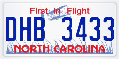 NC license plate DHB3433
