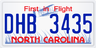 NC license plate DHB3435