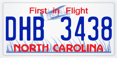 NC license plate DHB3438