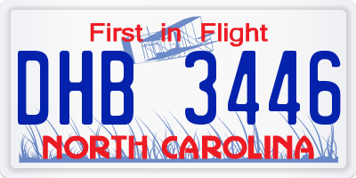 NC license plate DHB3446