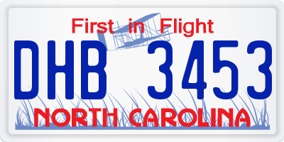 NC license plate DHB3453