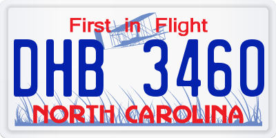 NC license plate DHB3460
