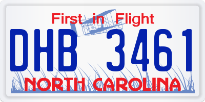 NC license plate DHB3461