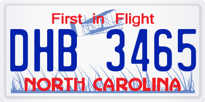 NC license plate DHB3465