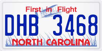 NC license plate DHB3468