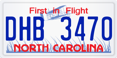 NC license plate DHB3470