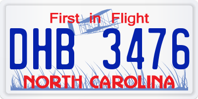NC license plate DHB3476