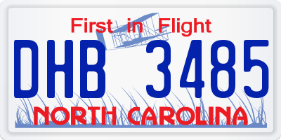 NC license plate DHB3485