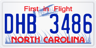 NC license plate DHB3486
