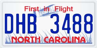 NC license plate DHB3488
