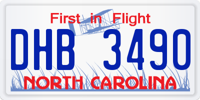 NC license plate DHB3490