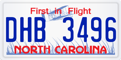 NC license plate DHB3496