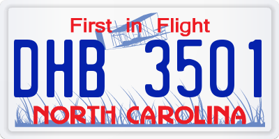 NC license plate DHB3501