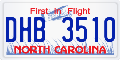 NC license plate DHB3510
