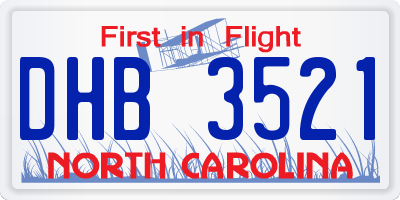 NC license plate DHB3521