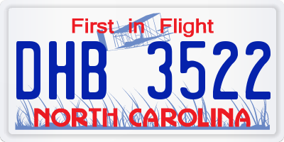 NC license plate DHB3522