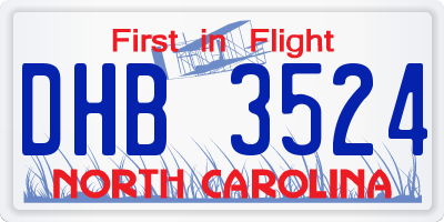 NC license plate DHB3524