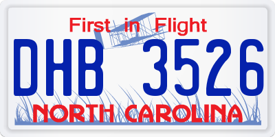 NC license plate DHB3526