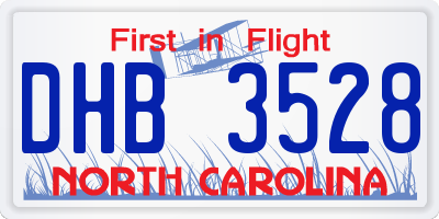 NC license plate DHB3528