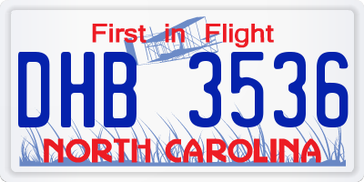 NC license plate DHB3536