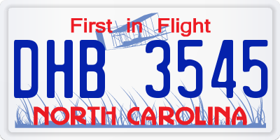 NC license plate DHB3545