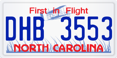 NC license plate DHB3553