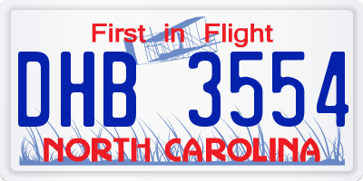NC license plate DHB3554