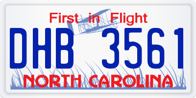 NC license plate DHB3561