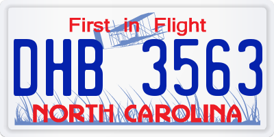NC license plate DHB3563