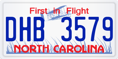 NC license plate DHB3579
