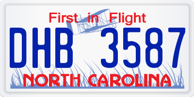 NC license plate DHB3587