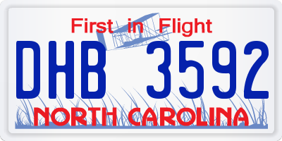 NC license plate DHB3592