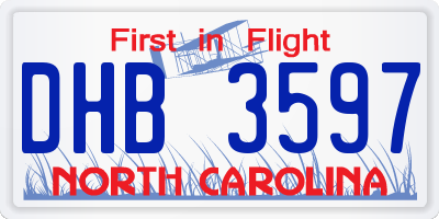 NC license plate DHB3597
